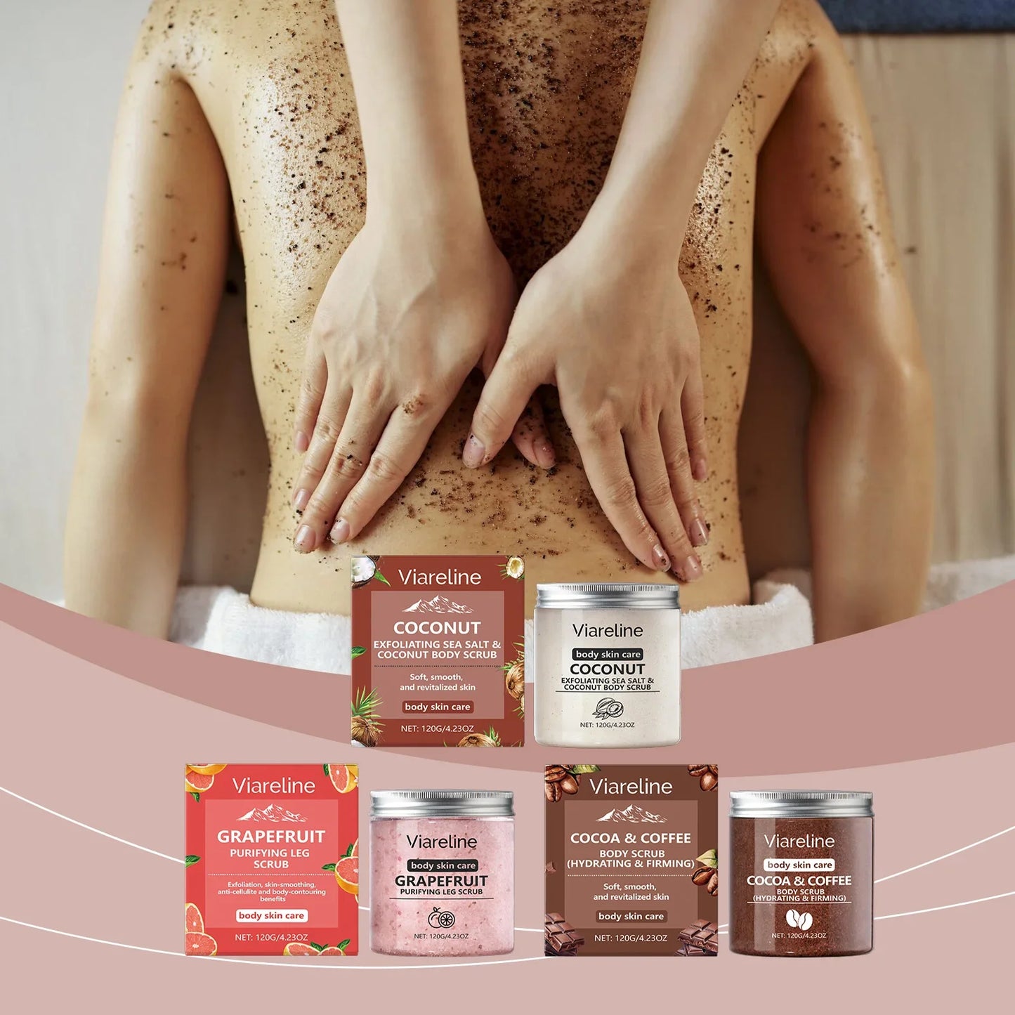 Viareline Sea Salt Body Scrub – Coconut & Coffee 120g