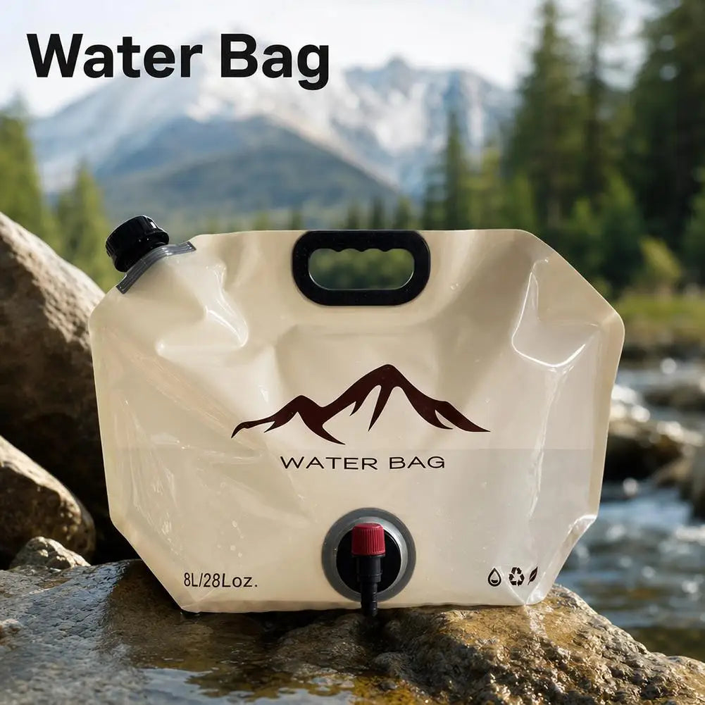 8L Water Bag Outdoor Large Capacity Water Storage BagThickened Foldable Camping Hiking Water Container with Tap Spigot Peaceful Pleasures Health and Wellness