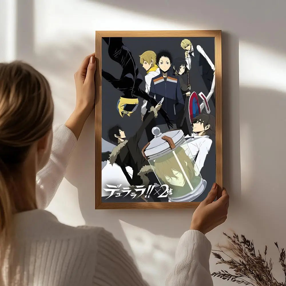 Anime D-Durarara!! Poster HD Self Adhesive Waterproof Wall Art Ideal for Home Office Dorm Bedroom Great Gift Peaceful Pleasures Health and Wellness White7 40X50cmNoframe