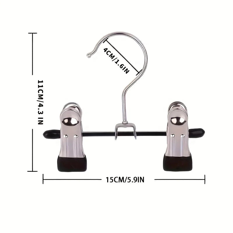 10pcs Heavy-Duty Metal Pants Hangers with Black Rubber Grips - Ideal for Clothes, Socks, Skirts, and Hats - Durable Peaceful Pleasures Health and Wellness