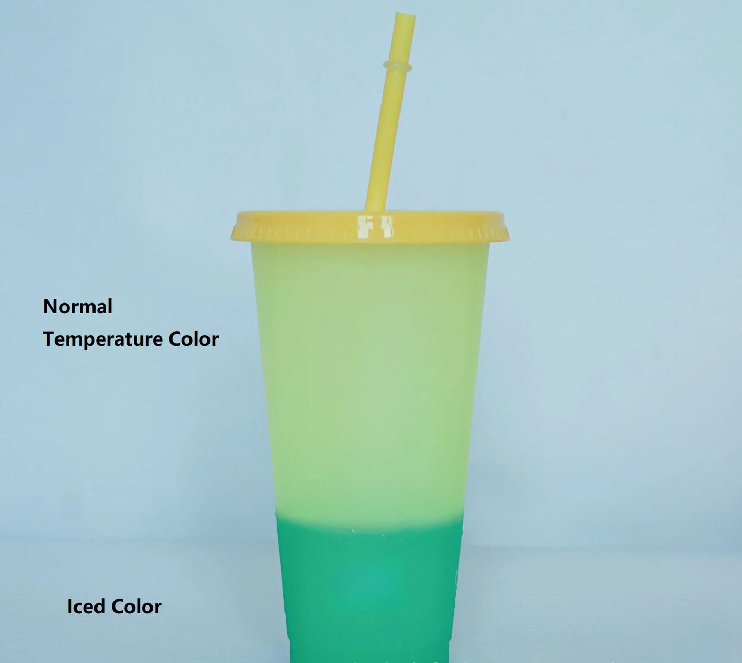 5PCS Plastic Cute Cold Cups with Lids and Straws for Iced Coffee 24 oz Color Changing Reusable for Adults Kid Women Party Peaceful Pleasures Health and Wellness 5pcs Yellow