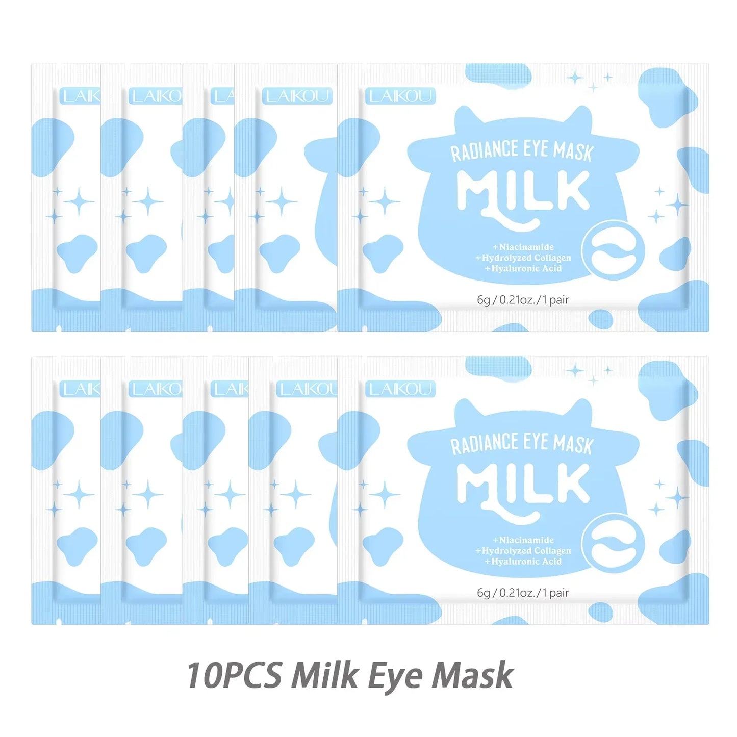 5/10 PCS LAIKOU Eye Mask Anti Dark Circles Removal Eyes Bags Moisturizing Firming Eye Patches Eyes Skin Care Products Peaceful Pleasures Health and Wellness Milk Eye Mask 10PCS