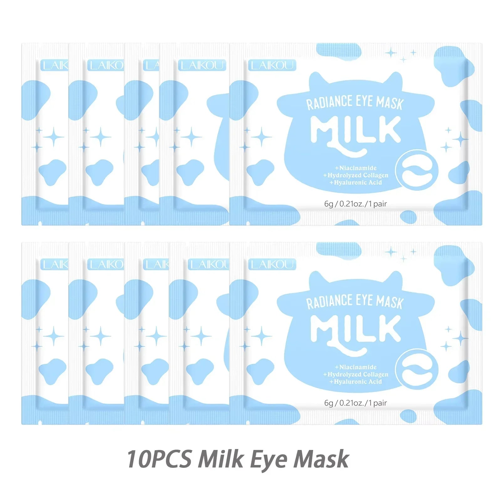 5/10 PCS LAIKOU Eye Mask Anti Dark Circles Removal Eyes Bags Moisturizing Firming Eye Patches Eyes Skin Care Products Peaceful Pleasures Health and Wellness Milk Eye Mask 10PCS