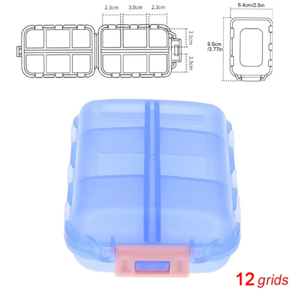 Tcare Portable Pill Case Folding Medicine Drugs Pills Capsule Tablet Container Boxs Plastic Empty Drug Organizer Pillbox Cases Peaceful Pleasures Health and Wellness Blue - 12 Grids
