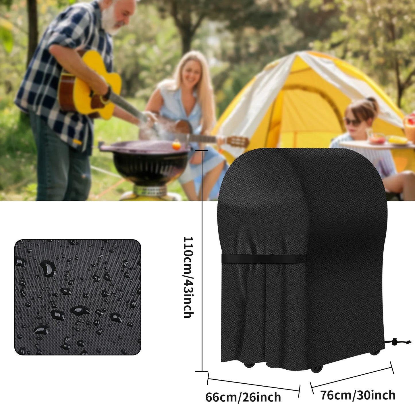 4 Style Large Grill Cover Rip-Proof Garden Waterproof BBQ Gas Furniture Covers Anti-UV Fade Resistant Adjustable Cover Black Peaceful Pleasures Health and Wellness JC221BAF 2pcs