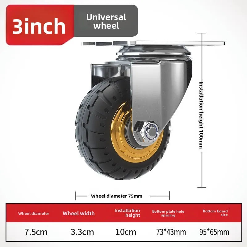 Universal Mute Caster 3/4/5 Inch – Soft Rubber Furniture Wheel