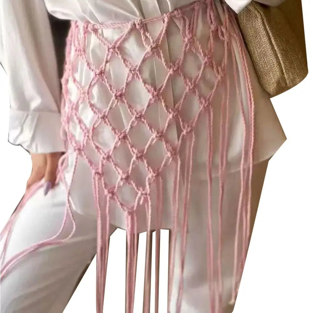 Bohemian Tassel Waist Belt | Handwoven Macrame Fringe Waistband
