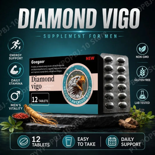 Diamond Vigo Men's Daily Vitality Supplement – 12 Tablets Men's Wellness Supplement Peaceful Pleasures Health and Wellness
