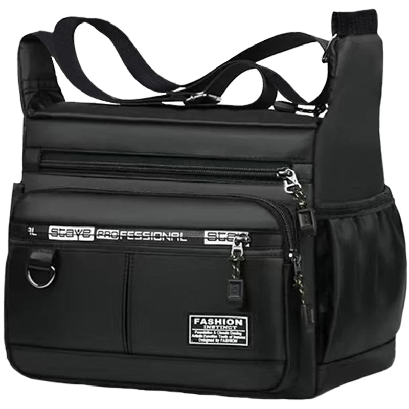 Men's cross-body bag with multi-layered pockets, adjustable shoulder strap, business single-shoulder bag Peaceful Pleasures Health and Wellness Black