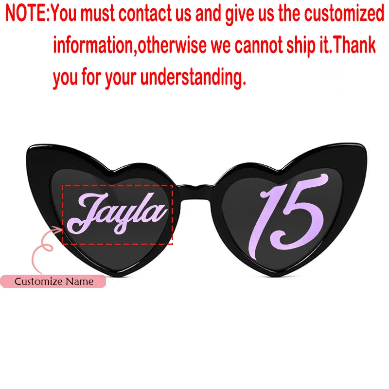 Personalized Heart Sunglasses | Sweet 15 16 Birthday Party Prop
