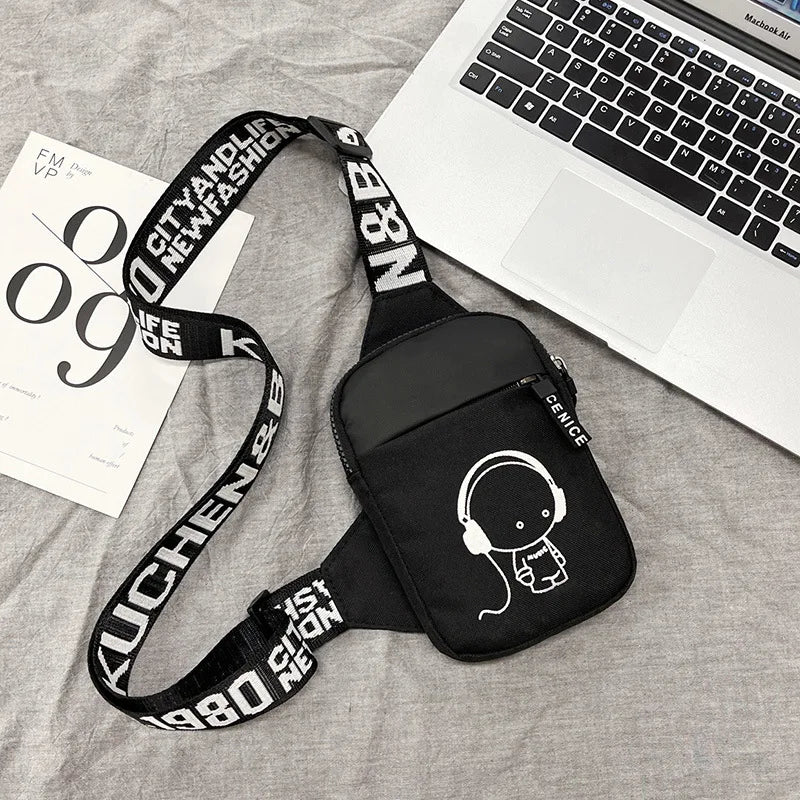 Hip-Hop Graphic Crossbody Chest Bag for Men & Women