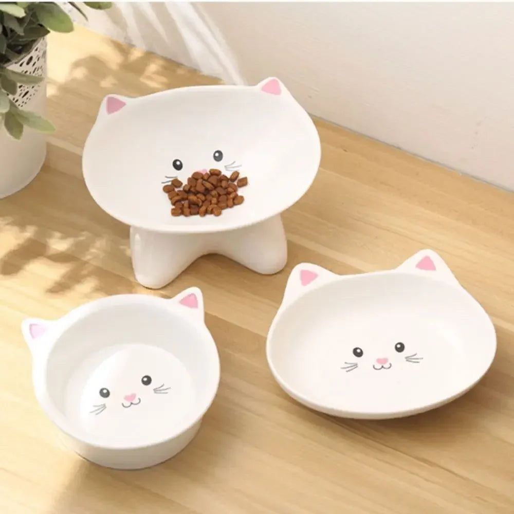 Ceramic Cat & Dog Bowl – Slanted High-Foot Pet Feeding Dish Ceramic Pet Bowl Peaceful Pleasures Health and Wellness