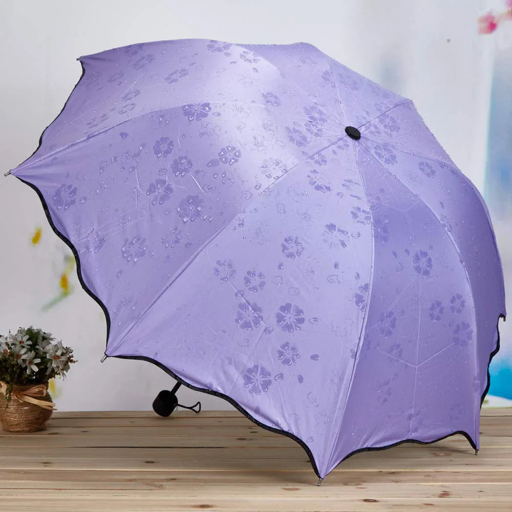 Magic Folding Umbrella – Windproof, UV Protection, Rain Pattern