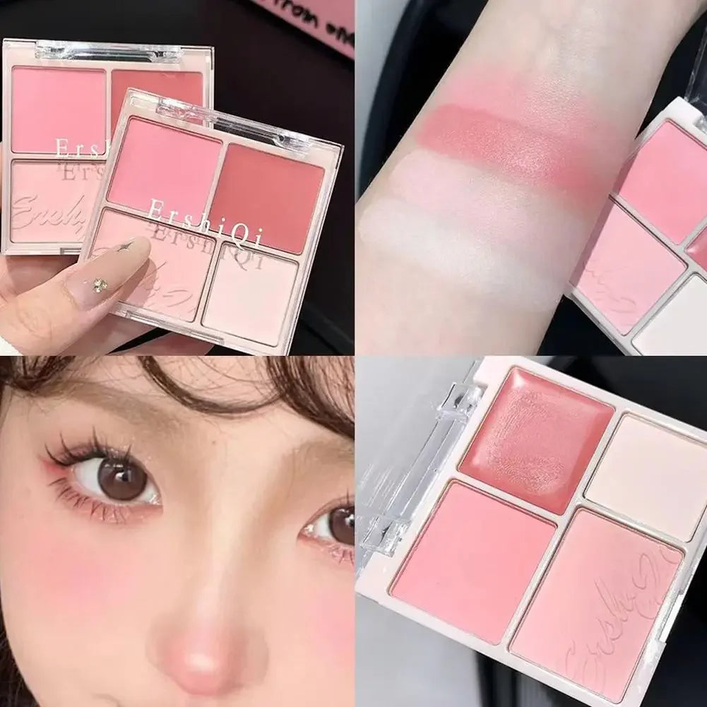 4 Color Matte Pink Blush Palette Shades Pigmented Shimmering Long Lasting Cheek Makeup For Brighten Nude Natural Blusher Palette Peaceful Pleasures Health and Wellness