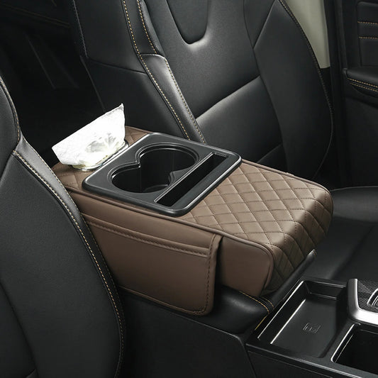 Universal Car Armrest Pad Convenient with Pocket and Tissue Box Bottle Holder Suitable for Truck SUV Van Peaceful Pleasures Health and Wellness