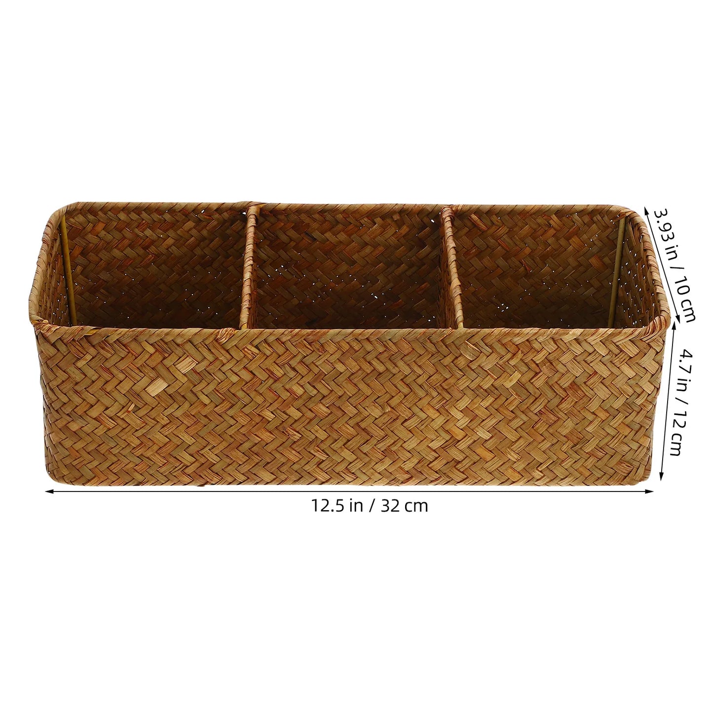 Desktop Storage Basket Woven Organizer Container for Home Office Bathroom Bedroom Charging Cables Cosmetics Cleaning Tools Socks Peaceful Pleasures Health and Wellness