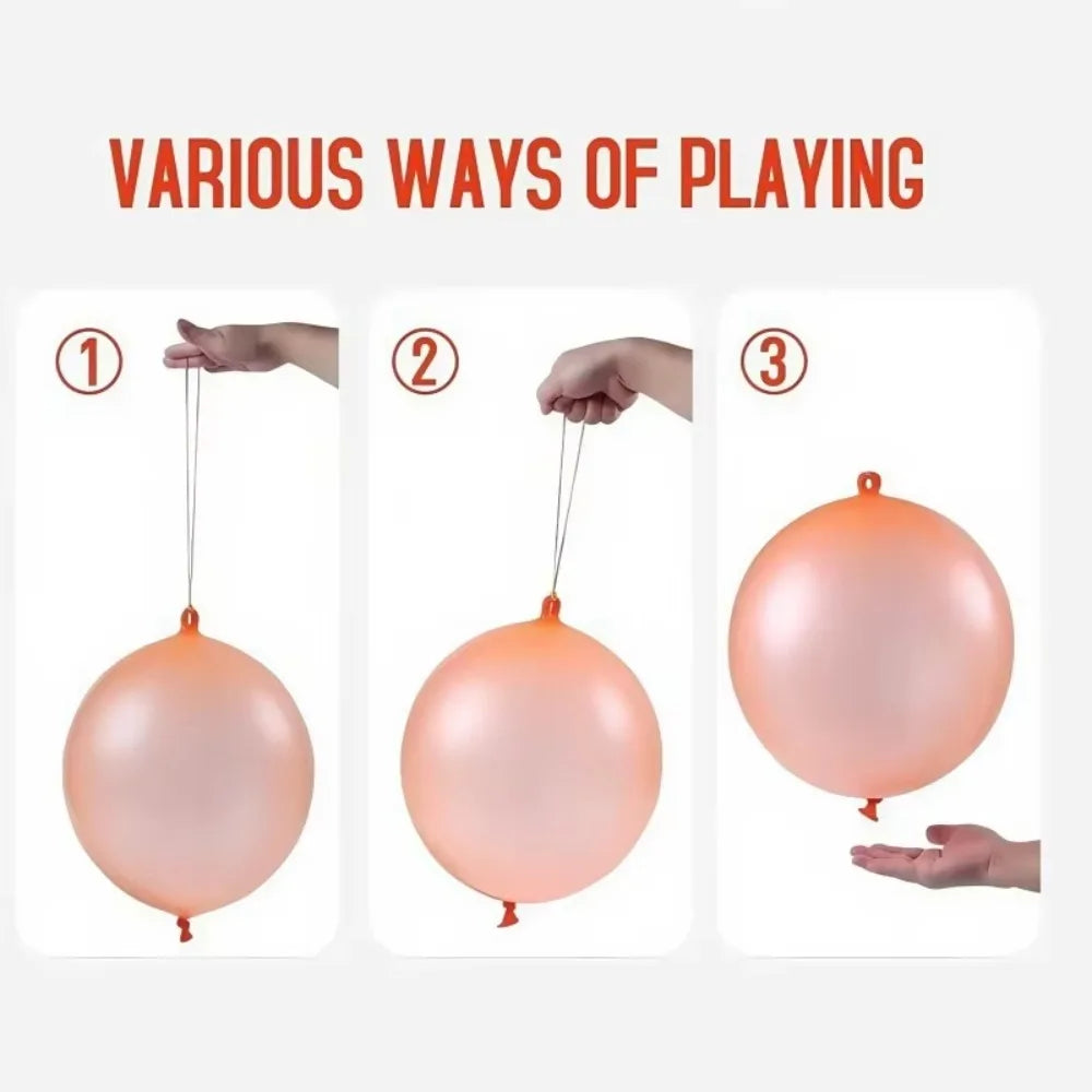 10Pcs Punch Balloons with Rubber Band 18inch Thicken Fun Ballon Birthday Party Baby Shower Kids Daily Games Wedding Decoration Peaceful Pleasures Health and Wellness