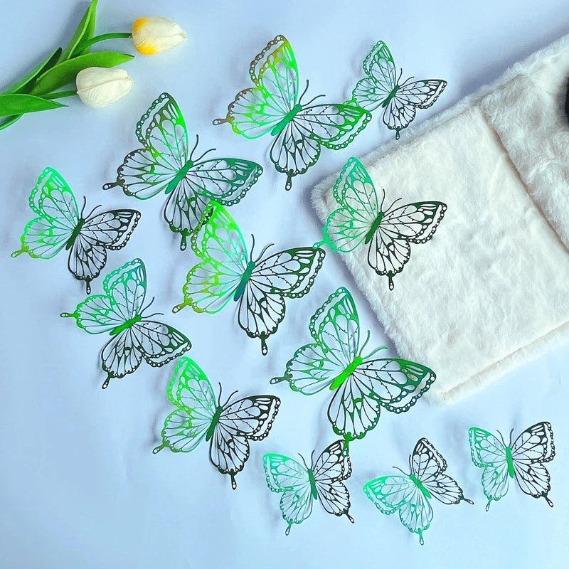 3D Butterfly Wall Stickers 12-Pack | Hollow Carving Home Decor
