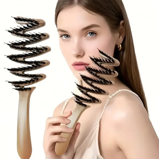 Long-Handle Wood Bristle Comb | Anti-Static Volumizing Hair Brush Hair Comb Peaceful Pleasures Health and Wellness