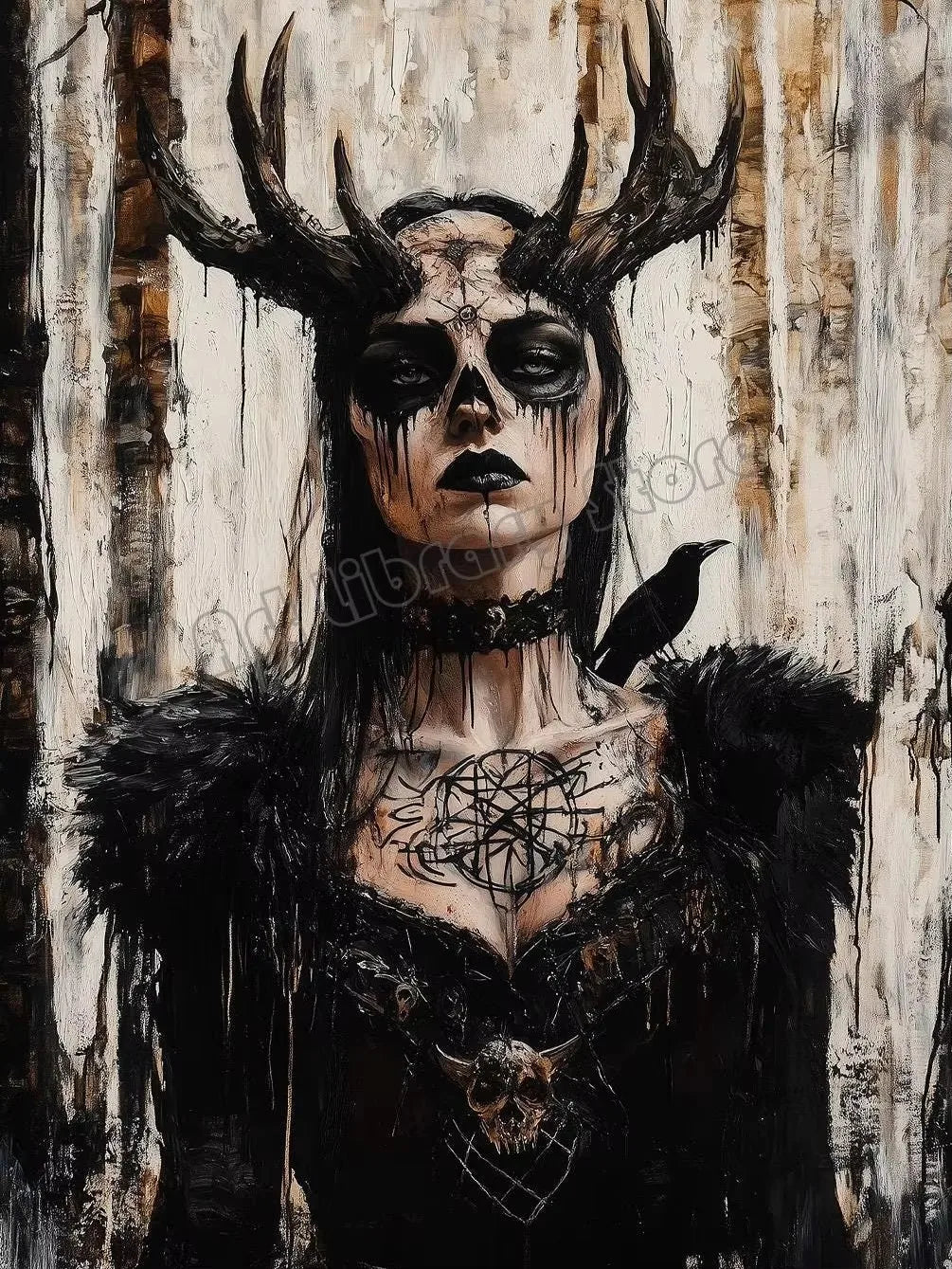 Dark Goddess Gaia/Hecate Greek Mythology Norse Witch Magic Gothic Fantasy Poster Canvas Painting Wall Art Pictures Home Decor Peaceful Pleasures Health and Wellness ZLH5401 20x30cm No Frame