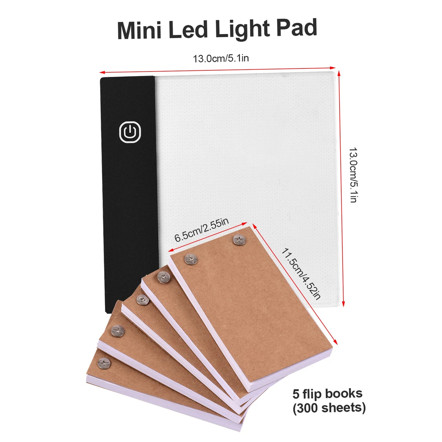 Mini Light Pad LED Lightbox Tablet Design Flip Book Hole 300 Sheets