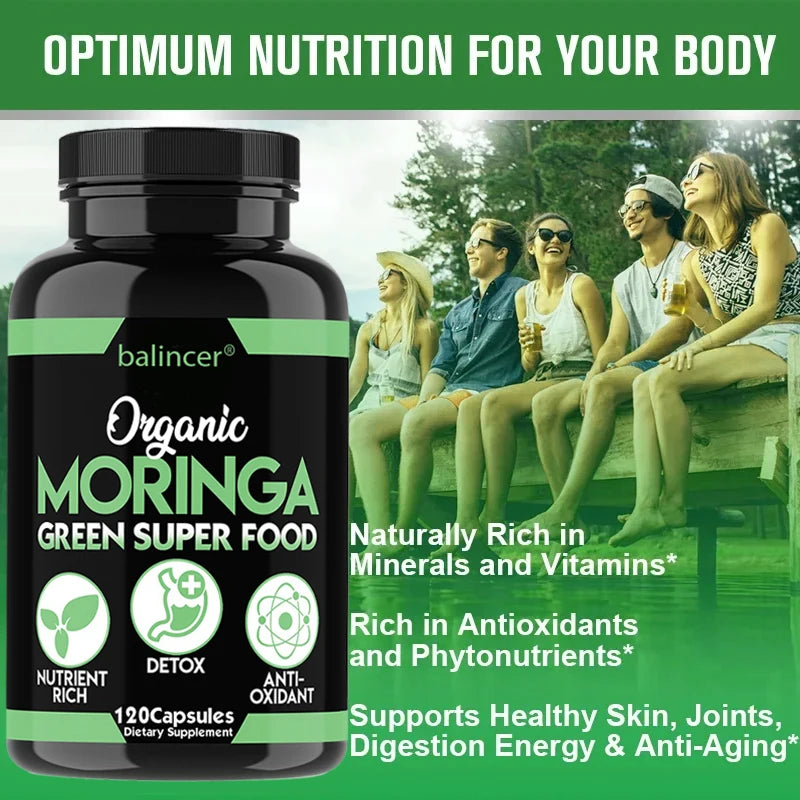 Nutritional Moringa Capsules - Moringa Supplement Capsules, Supports Energy, Skin Health, Gut Health, Antioxidants Peaceful Pleasures Health and Wellness