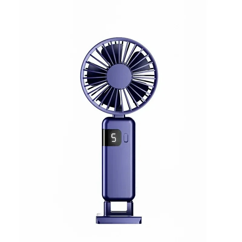 Portable Mini Handheld Fan USB Rechargeable 5 Speed Super Quiet with Hook for Office Outdoor Travel Cooling Peaceful Pleasures Health and Wellness Blue