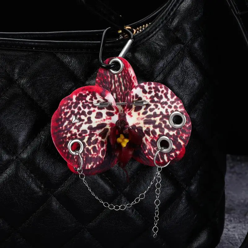 Phalaenopsis Flower Keychain – Floral Backpack Charm Gift
