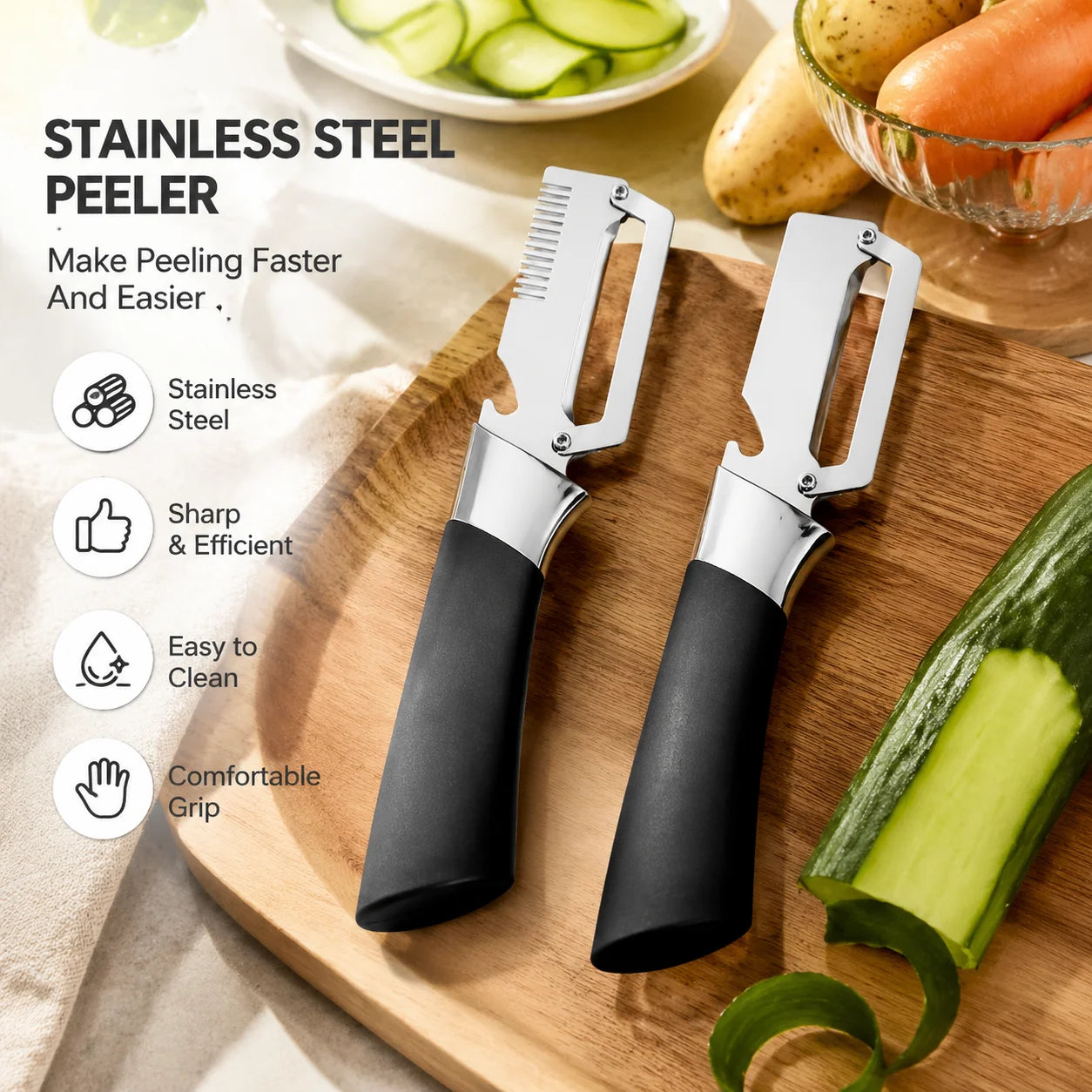 Sugarcane Peeler Knife – Stainless Steel with Bottle Opener