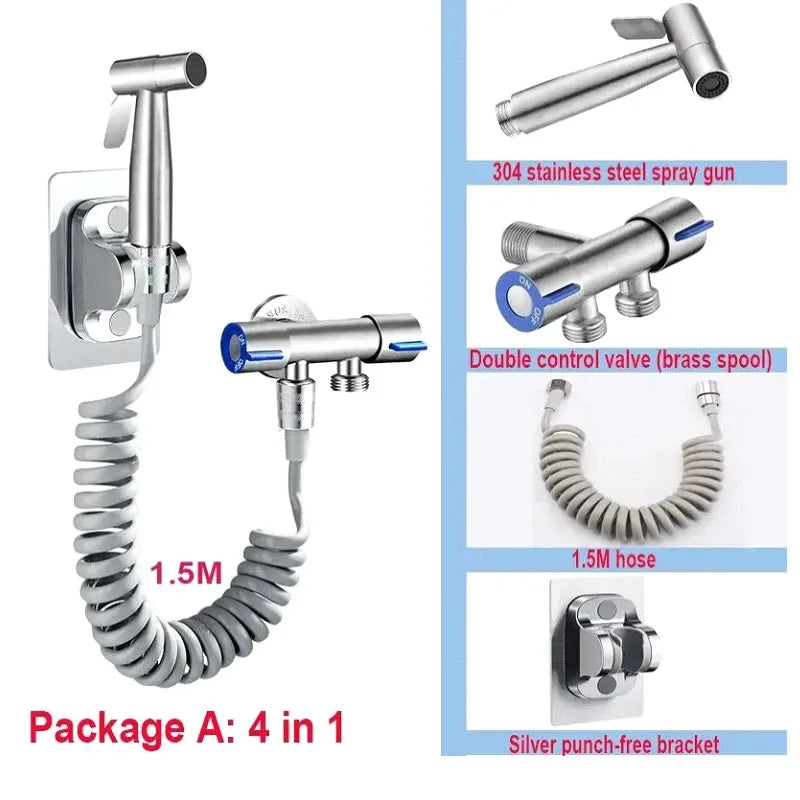Stainless Steel Handheld Bidet Sprayer Set | Self-Cleaning