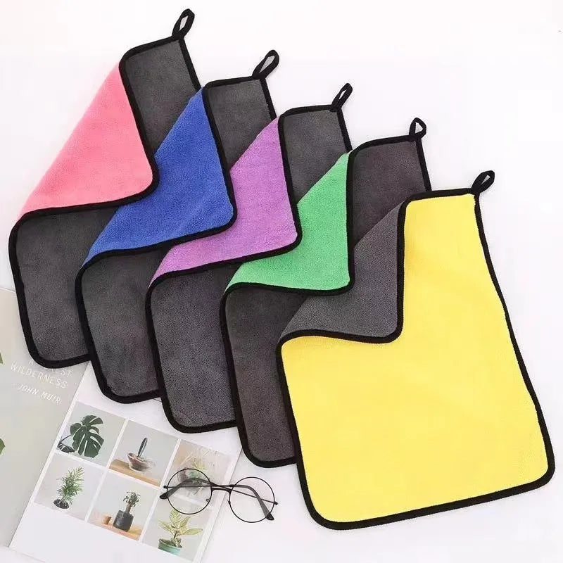 Pack of 5/10 Pieces in Random Colors, Double-Sided Cleaning Towels for Car, Kitchen, and Living Room, Strong Absorbent Towels, Car Cleaning Cloths, Coral Fleece Thickened Small Towels, Multi-Purpose Towels, Practical T Peaceful Pleasures Health and Wellness