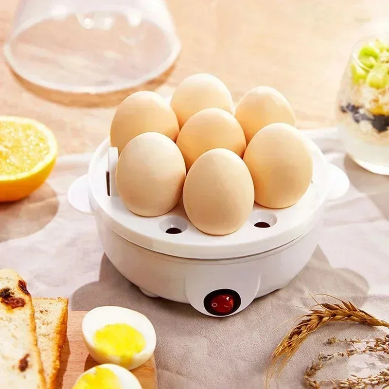 3-in-1 Electric Egg Cooker with Double Tray for Boiling Eggs Steaming Vegetables Compact Tool for Breakfast Cooking Peaceful Pleasures Health and Wellness