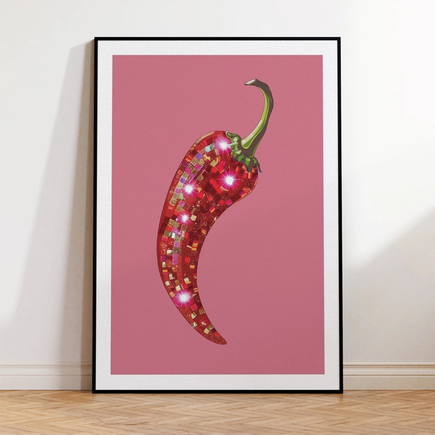 Glitter Disco Ball Red Pepper Canvas Wall Art Print | Home Decor