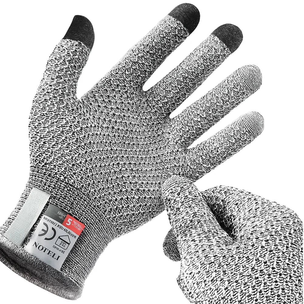 5-level Protection Anti Cutting Gloves Glass Cutting Resistant High Protection Industrial Gloves Professional Kitchen Gloves Peaceful Pleasures Health and Wellness Grey