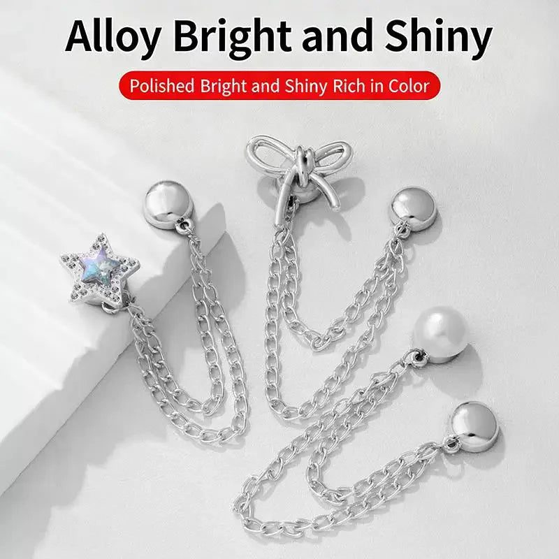Magnetic Jean Buttons – Metal Clothing Clips with Chain (2pcs)