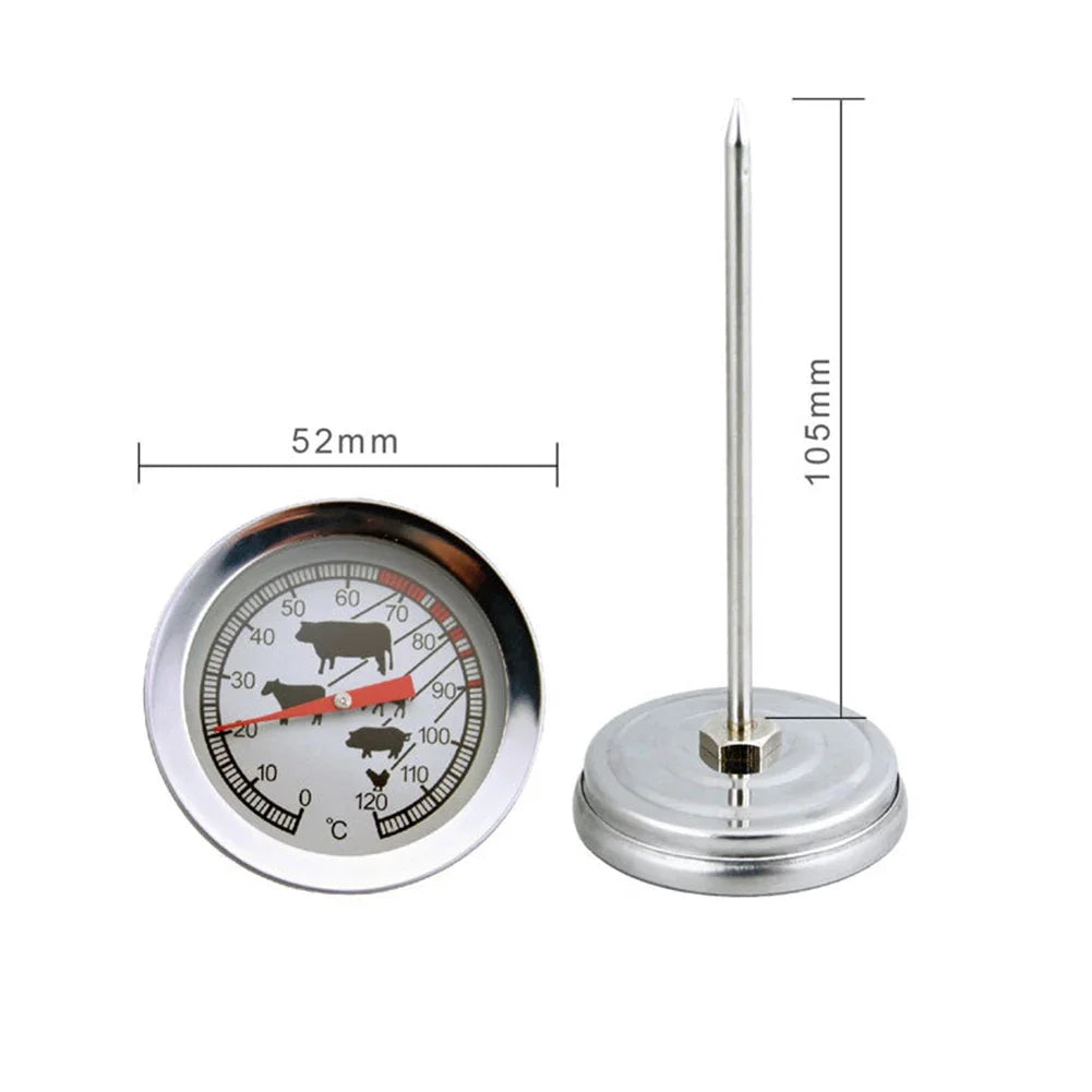 1-2PCS Dial Kitchen Thermometer 304 Stainless Steel 0-120 Degree Meat Temperature Probe Baking Cooking BBQ Temperature Meter Peaceful Pleasures Health and Wellness