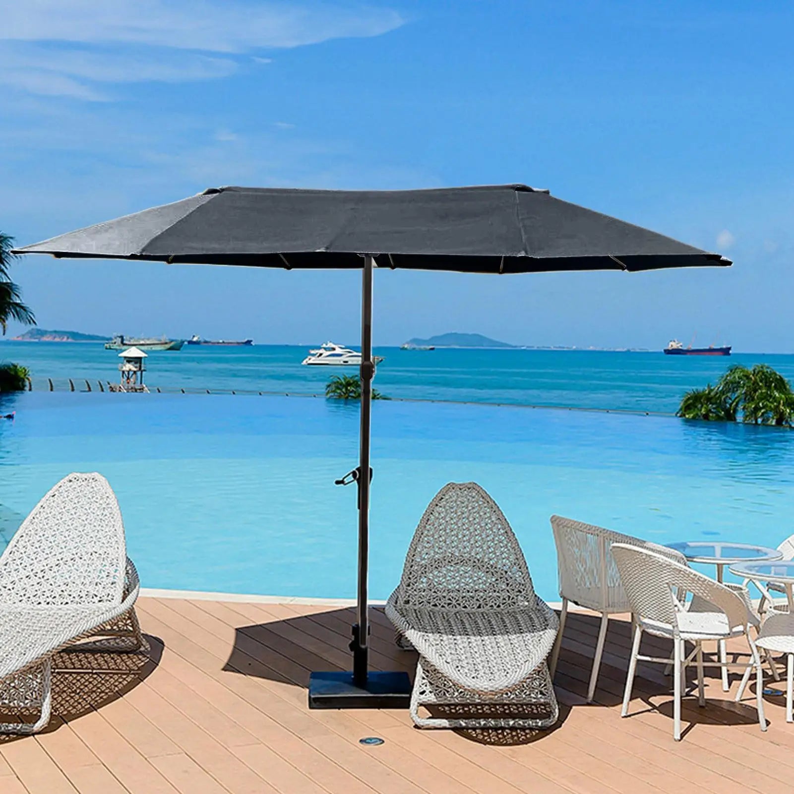 Replacement Patio Umbrella Canopy 12 Ribs 8.86ft Waterproof UPF30 Triple Parasol Top Cover Umbrella Fabric Replacement For Peaceful Pleasures Health and Wellness