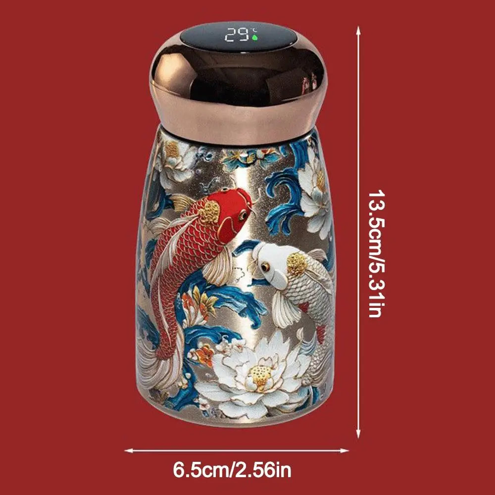 304 Stainless Steel Insulated Cup 230ml Chinese Style Thermal Water Bottle Leak-Proof Temperature Display Coffee Mug Peaceful Pleasures Health and Wellness