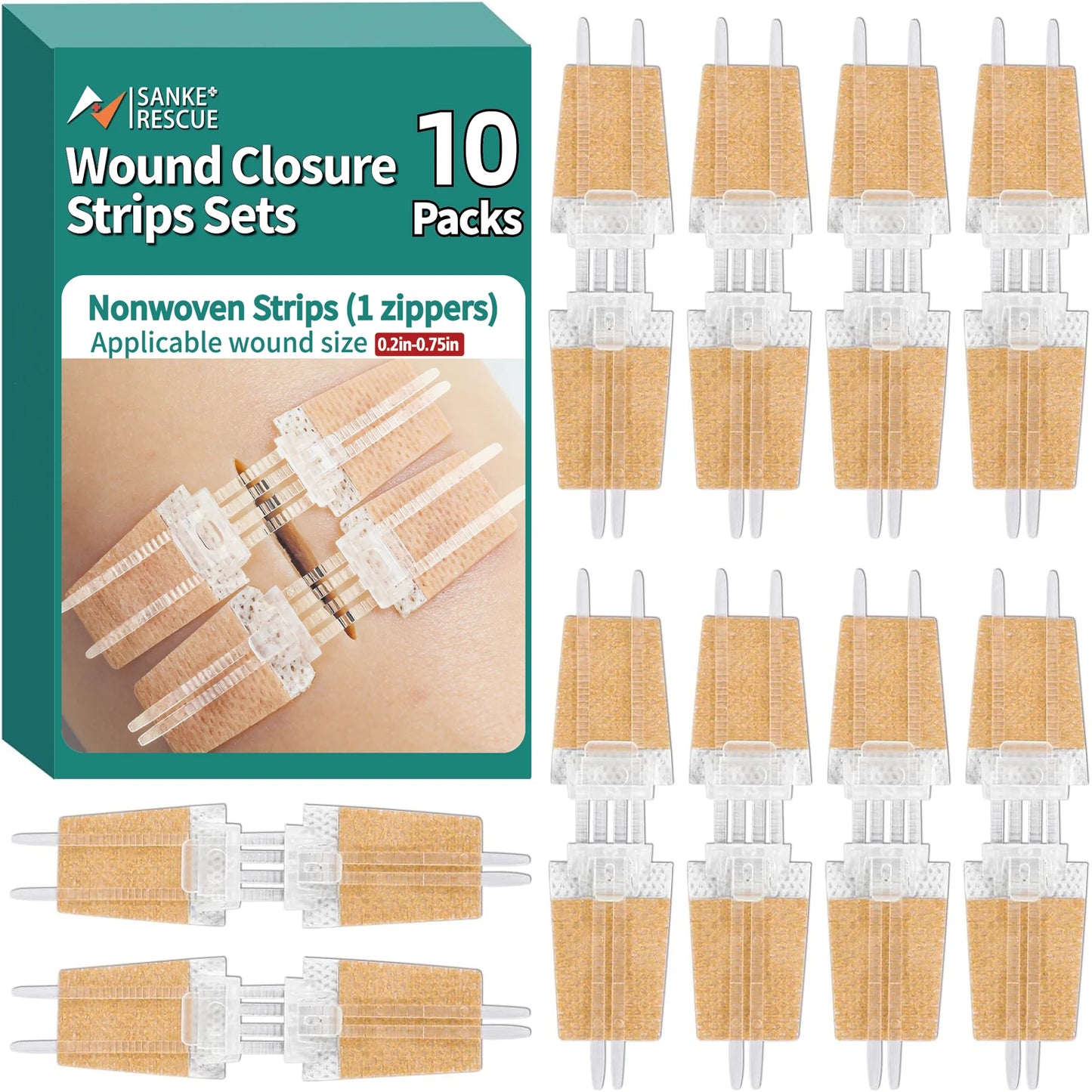 Sanke rescue 14/28 Pack Wound Closure Strips Butterfly Bandages Emergency Laceration Closure Kit Repair Wounds Closures Device Peaceful Pleasures Health and Wellness 10 Packs