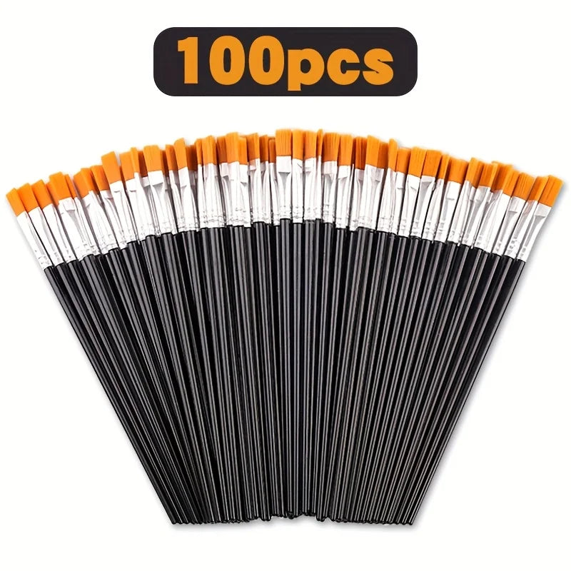 100-Piece Paint Brush Set – Oil, Acrylic & Watercolor Nylon