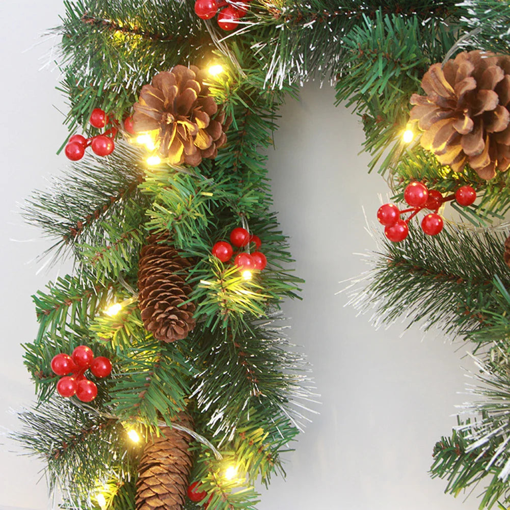 Christmas Red Berry Garland 180cm/270cm | Festive Rattan Decor