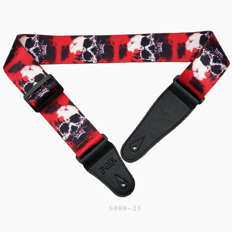 PP Guitar Strap Printed Thermal Transfer Skull Electric Bass Straps
