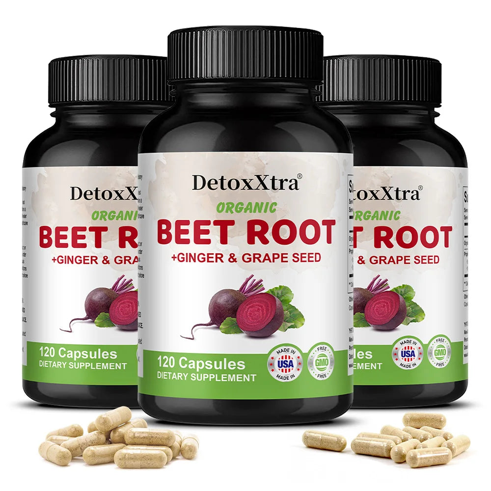 Beet Root Capsules for Athletic Performance Support Peaceful Pleasures Health and Wellness 120 count-3 bottle