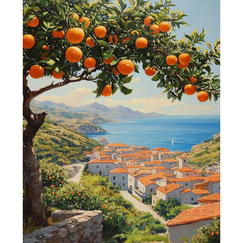 GATYZTORY Oil Painting By Numbers On Canvas Lemon Tree Coloring By Numbers For Adults Gift For Handiwork Home Decor Landscape Peaceful Pleasures Health and Wellness 111-7 20x30cm Unframed