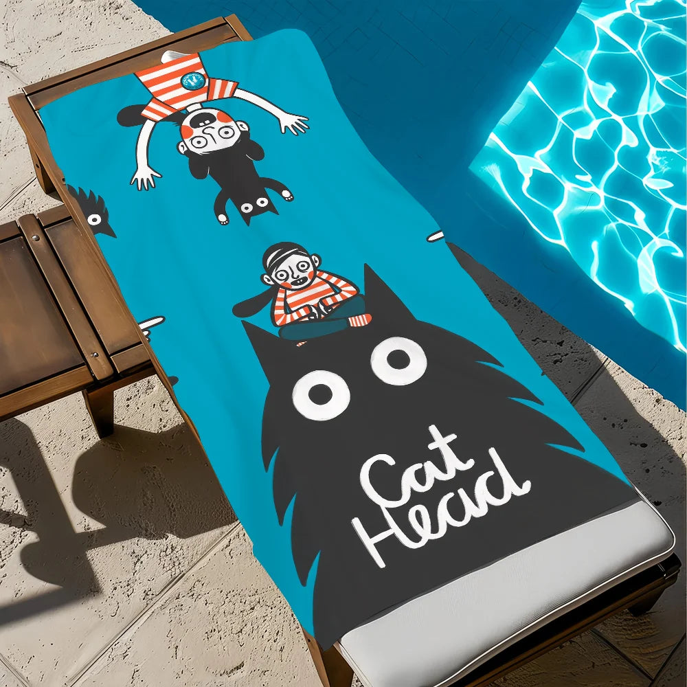 Cute Cat Art Beach Towel | Quick Dry Soft Pool & Travel Towel Quick Dry Beach Towel Peaceful Pleasures Health and Wellness z5 STJ150x260CM