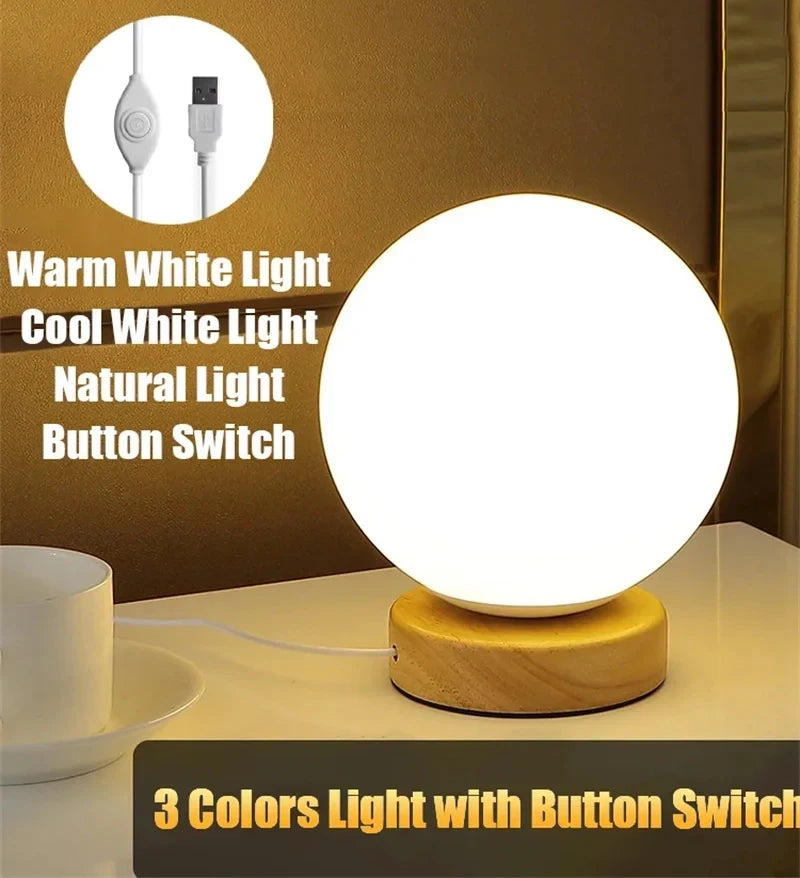 RGB Color Changing LED Night Light USB Rechargeable LED Table Lamp Bedside Lamp for Home Office Bedroom Living Room Light Peaceful Pleasures Health and Wellness 3 Color Button