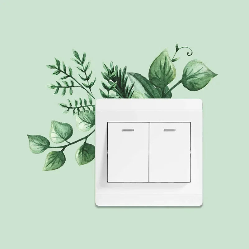 Leaf Green Plant Switch Wall Sticker PVC Removable Wide Application DIY Flower Leaf Switch Wall Sticker Home Decoration Decal Peaceful Pleasures Health and Wellness