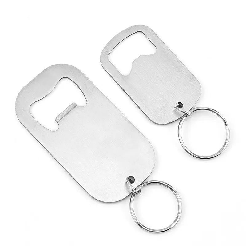 Stainless Steel Flat Beer Bottle Opener Keychain | 1-2 Pack