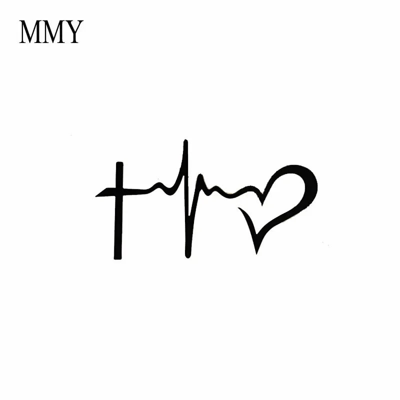6"*3.2" Christian Life Line Cross & Heart Vinyl Decal Bumper Sticker for Your Car Peaceful Pleasures Health and Wellness