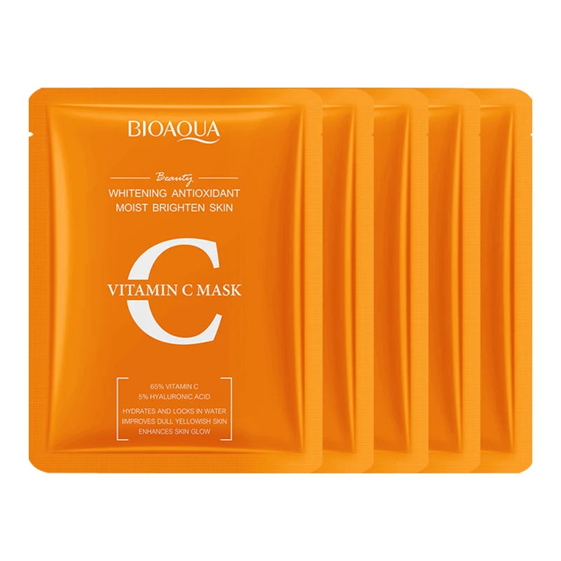 BIOAQUA Vitamin C Whitening Face Mask – Anti-Aging, 10pc Set
